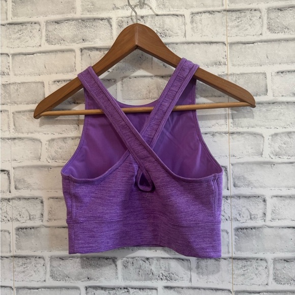 Women’s JoyLab purple heather cross back high neck unpadded crop top Small - Picture 2 of 4